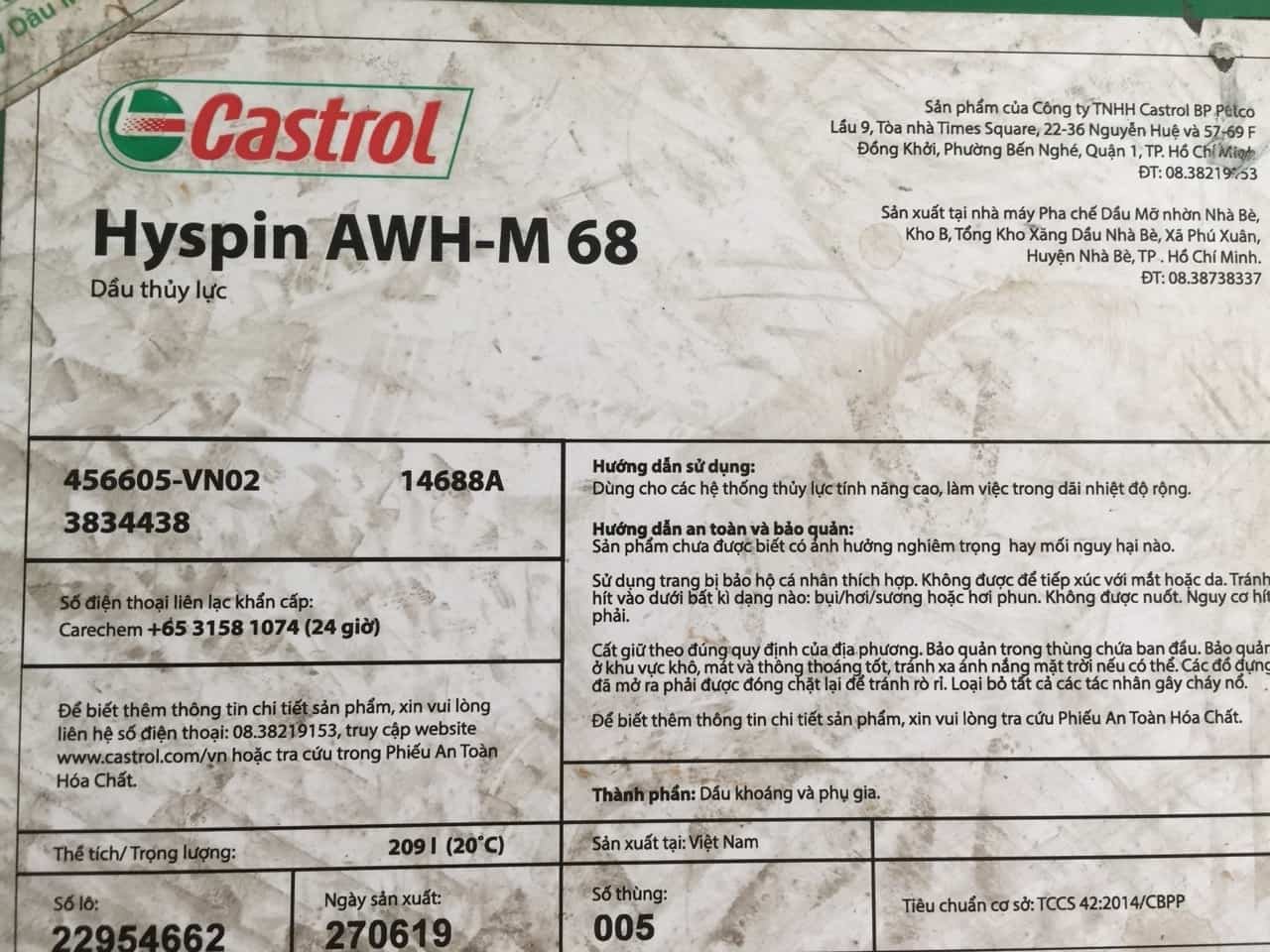 Dầu thủy lực Castrol Hyspin AWH-M 68